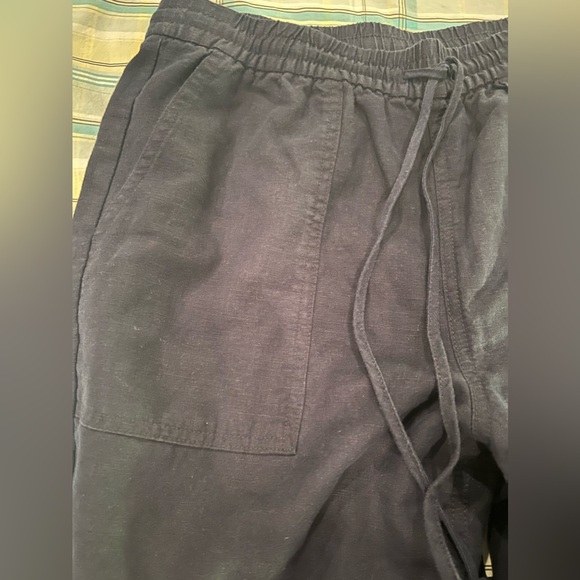 J Crew Seaside pant  linen blend navy blue drawstring waist resort wear MED - Picture 2 of 6